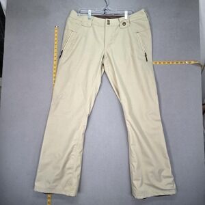 K2 Snow Pants Womens Large Beige Herringbone Insulated Ski Snowboard Bootcut